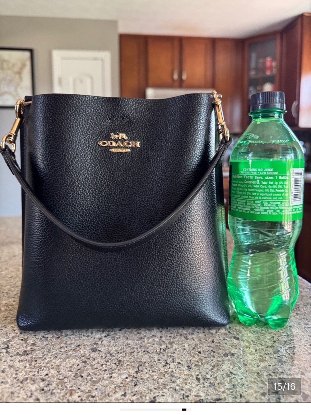 Coach Black Pebbled Leather Bucket Shoulder Bag with Gold Hardware - Picture 12 of 12